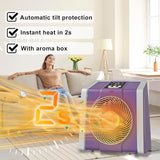 HEATIT Space Heater with Remote for Indoor, Digital Display with Thermostat，Containing Plasma & Ozone, 1-12H Timer,1500W/750W, Electric Space Heater for Office, Bedroom,Violet,10.6"Dx7.0"W x 11.8"H