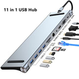 WODHAZNC 11 in 1 Hub Type C to 4K -Compatible RJ45 SD/TF PD USB2.0 3. for Laptop Docking Station Adapter