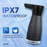 AIKE Magnetic Charging Waterproof Automatic Soap Dispenser for Liquid Soap Anti-Fingerprint Black Coating 14fl.oz. Model AK1337