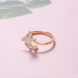 Carleen 18k Solid Rose Gold 0.105ct Diamond Butterfly Open Ring For Women Size 5