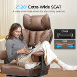 COMHOMA Big and Tall Office Chair Heavy Duty Wide Ergonomic Gaming Chair with Deluxe Embossing Designed Leather with Foot Rest,150°Reclining Adjustable Armrests Pocket Spring Back Support and Pillow
