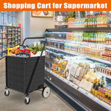330 lbs Capacity Foldable Grocery Cart with Waterproof Liner & 360° Swivel Front Wheels