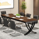 6.5FT Conference Table for 6-8 People, 78 inch Long Rectangular Seminar Table with Strong Metal Frame (1PC, Brown)
