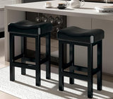 SANUMY Bar Stools Set of 2, 24 Inch Counter Height BarStools for Kitchen Island, Faux Leather Thick Saddle Seat (Black,24 inch)