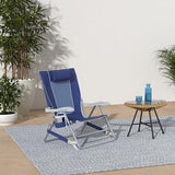 GCI Outdoor Backpack Beach Chair | Reclining Folding Chair with Durable Armrests, Drink Holder & Carry Straps, Perfect for Beach Trips & Picnics — Nautical Blue