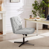 VECELO Modern Armless Criss Cross Chair No Wheels with Comfy Wide Fabric Padded Seat & Back