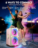 YIER Bluetooth Speaker, 240W Peak Loud Party Speaker with Big Bass, 20H Playtime, TWS, BT5.3, Large Portable Wireless Boom Box with LED Light for Outdoor Backyard Beach Home (Leather Pink)
