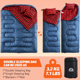 Swtmerry Double Sleeping Bag for Adults with 2 Pillows, Big & Tall Queen Size XL Sleeping Bag for 2 Person, Waterproof & Lightweight Warm for 3 Seasons, Cold Weather,Camping, Hiking & Backpacking