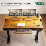 55 Inch Height Adjustable Gaming Desk with Power Outlets & LED Lights