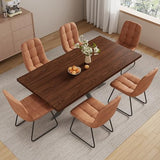 ZckyCine Expandable Dining Table Set for 6-8 People, Modern Rectangular Kitchen Table, 63"-79" Extendable, Walnut Finish