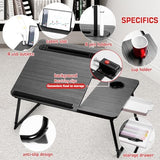 Plus XL Adjustable Laptop Desk with Light, USB Port, iPad Holder, Drawer Storage - Larger 23.6IN Adjustable Lap Desk for Bed