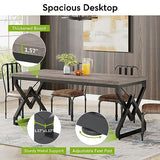 63 Inch Executive Desk, Large Office Computer Desk with Extra Thick Wooden Tabletop and Metal Frame, Gray