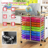 Rolling Cart with 20 Drawers, 20 Tiers Multicolor Trolley, Drawer Bin Carts with 2 Lockable Wheels