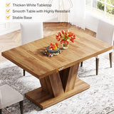 Tribesigns 47-Inch Dining Table for 4, Walnut Brown Kitchen Dinner Table with Heavy Duty Pedestal