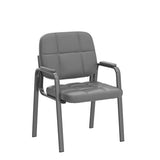 CLATINA Waiting Room Guest Chair with Bonded Leather Padded Arm Rest for Office Reception and Conference Desk(Grey 2 Pack)