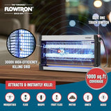 Flowtron Indoor Bug Zapper: 3000V Electric Insect Killer & Mosquito Trap - 1000 Sq Ft Coverage - 30W Dual UV Light Fly Zapper for Kitchen, Bedroom, RV & Restaurant - Safe Gnat & Moth Killer