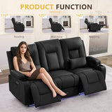 URRED Wall Hugger Power Reclining Loveseat Sofa，Black：77.3" - 3 Seats