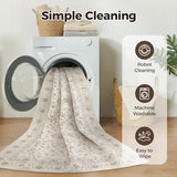 WITSHOCK 12x18 Area Rugs for Living Room Washable Vintage Rug Beige/Brown
