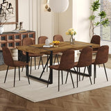 Dining Table Set for 8, Modern 71'' Dark Wood Dining Table and Fabric Dining Chairs Set of 8