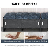 Modern Blue Upholstered Waiting Room Bench with Storage, Elegant Office Bench