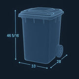 Getzi Blue Recycle 95-Gallon Wheeled Rectangular Trash Can with Hinged Lid