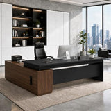 SimpArt Executive Desk with Storage Cabinet, Modern Office Desk with Side Credenza