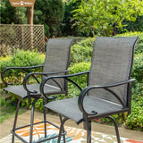 Sophia & William Outdoor Bar Stools Set of 6, Swivel Bar Chairs, Tall Patio Chairs, Outdoor High Top Chairs, Supports 300 lbs (Grey Fabric)