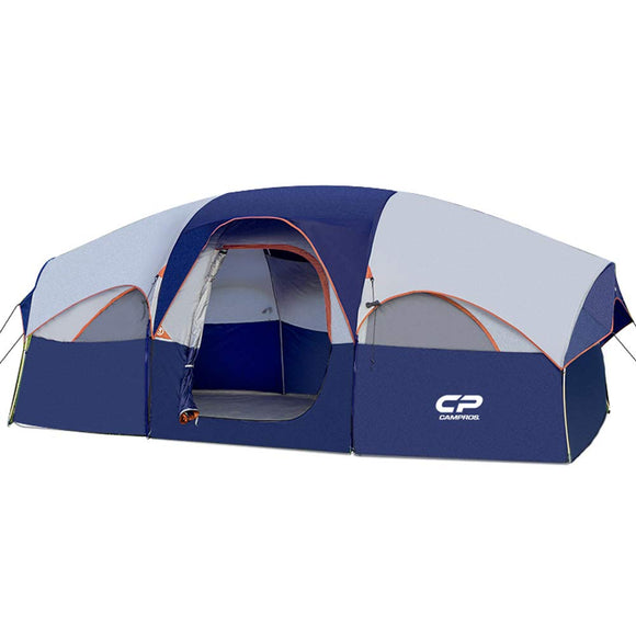 CAMPROS Tent-8-Person-Camping-Tents, Waterproof Windproof Family Tent, 5 Large Mesh Windows, Double Layer, Divided Curtain for Separated Room, Portable with Carry Bag - Blue CAMPROS CP