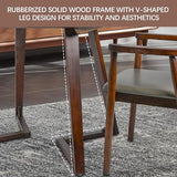 XOXUXOA 35" Round Dining Table - Solid Rubberwood Kitchen Table with V-Leg Base, Space-Saving Design for 4-6 People, Easy Assembly