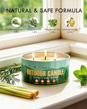 AOOVOO Citronella Candles Outdoor - 3 Wick 12oz Large Camping Candle, Soy Wax Non Toxic, Strong Citronella Scented Candle for Patio Backyard Garden Picnic