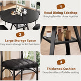 Round Dining Table Set for 4, Kitchen Table and Chairs for 4, Circle Table Round Pedestal Dining Room Dinner Dinette Table