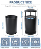 Commercial Outdoor Trash Can, Round Waste Receptacle for Parks
