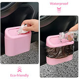 Accmor Car Trash Can with Lid, Leakproof Vehicle Garbage Organizer Holder Bin with 60 Pack Trash Bags (Pink)