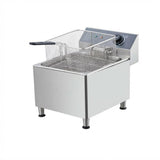 11L Commercial Electric Deep Fryer, 304 Stainless Steel Inner Tank with Adjustable Long Feet, Countertop Fryer with Basket & Temperature Control, Double Overheat Protection for Restaurant, Food Truck,