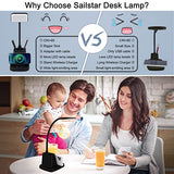 Sailstar Desk Lamp, LED Desk Lamps for Home Office, Wireless Charger Small Desk Lamp with Pen Holder, 3 Color Modes, Dimmable, Black