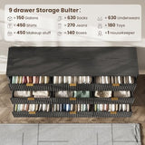 63" Wide Fluted 9 Drawers Dresser for Bedroom,Curved Edge,Black