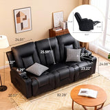 COMHOMA Living Room Furniture Set,Faux Leather Manual Reclining Sofa