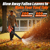 MAXLANDER Leaf Blower Cordless, Electric Cordless Leaf Blower with 2pcs 3.0Ah Batteries and 1 Charger, 600CFM & 200MPH, and 5 Speed Mode, for Patio Cleaning