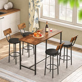 Bar Table, Rectangular Pub Table, 47.2” Counter Height Bar Table, Rustic Brown