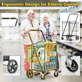 4.5 Cu Ft Folding Shopping Cart - 420 LB Capacity Grocery Cart with 360° Braked Swivel Wheels