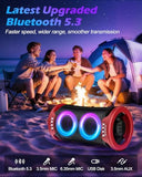 KMAG Large Party Bluetooth Speaker, 260W Peak Powerful Loud Sound with Deep Bass, 15Hr Playtime, Fast Charge, RGB Cool Light Show, TWS, Portable for Outdoor Beach, Camping, Backyard, Work, Home (Red)