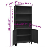 Zexlorith Industrial Bookshelf, Steel Book Cabinet with 2 Doors & 3