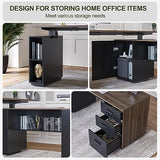 Executive L Shaped Standing Desk with 3-Drawer File Cabinet, 63" Electric Height Adjustable Stand up Desk for Home Office