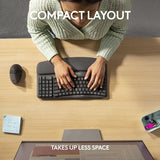 Logitech Wave Keys for Business, Wireless Ergonomic Keyboard with Cushioned Palm Rest
