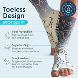 Tucketts Toeless Crew Yoga Socks with Grips - Mothers Day Gifts, Non-Slip Open Toe Grip Socks for Pilates, Barre, Dance, Ballet & Workout, Crew Length, Small-Medium, Size 6-9 - Ellas Dip Dye, 1 Pair