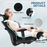 JIPORIER Seat Cushion & Lumbar Support Pillow Set for Office Chair, Ergonomic Pillow for Sciatica Pain Relief (Black)