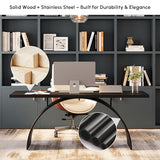 Executive Desk, Black Top Desk Modern Home Desk with Arched Design Legs for Study, Office