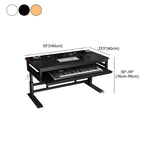 KWOKING Office Computer Desk with Organized Wiring & Keyboard Shelf Workbench Electronic Piano Midi Keyboard Music Production Recording Studio Hand-cranked Lifting Table White 55" L x 24" W x 30" H