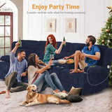 Dresegmt Recliner Sofa with Storage Console, Flip Middle Backrest Design 3-Seater Reclining Sofa with Storage Drawer