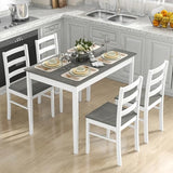 Compact Wooden Dining Table and Chairs Set for Kitchen, Dining Room